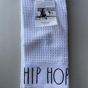 NWT Rae Dunn by Magenta Easter Hand Towel, Hip Hop / Love My Peeps, White Towel